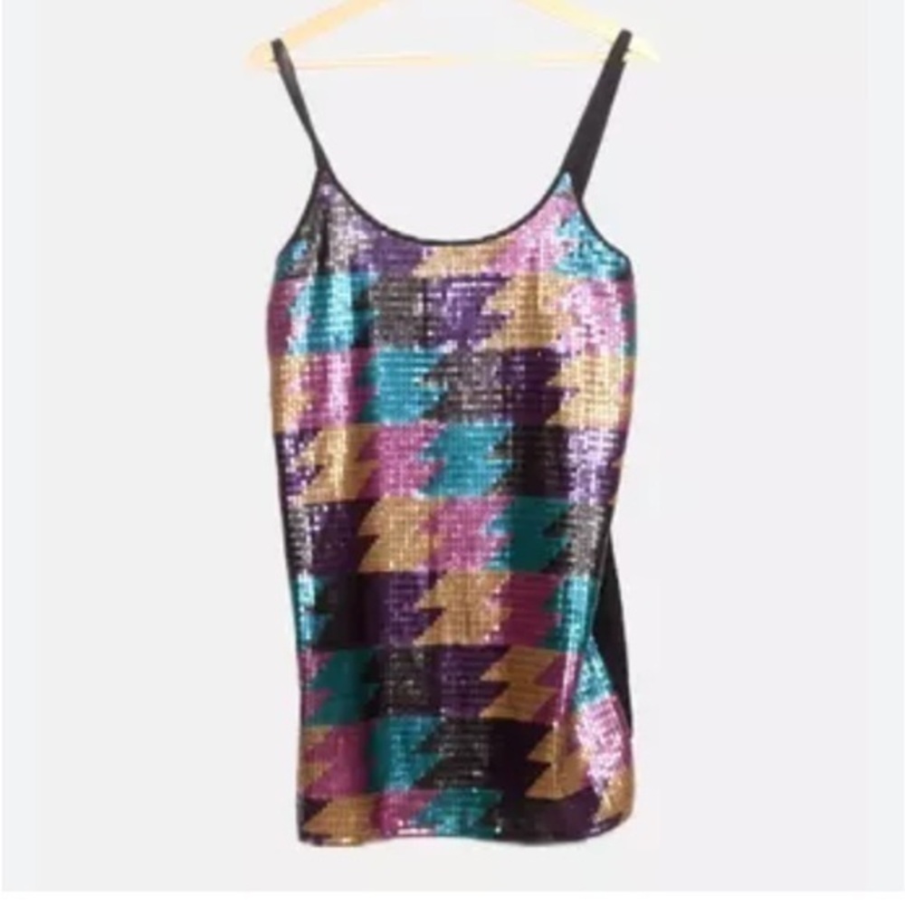 Zara Cocktails Party Sequin Mini Dress Purple Pink Black Teal Size M Medium
